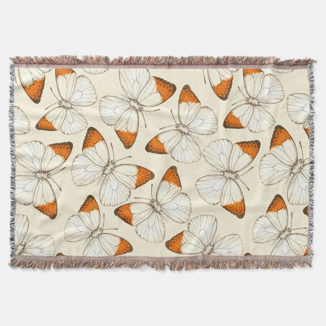 Butterflies watercolor pattern throw blanket (Front)