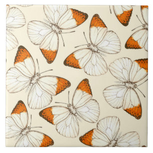 Butterflies watercolor pattern tile