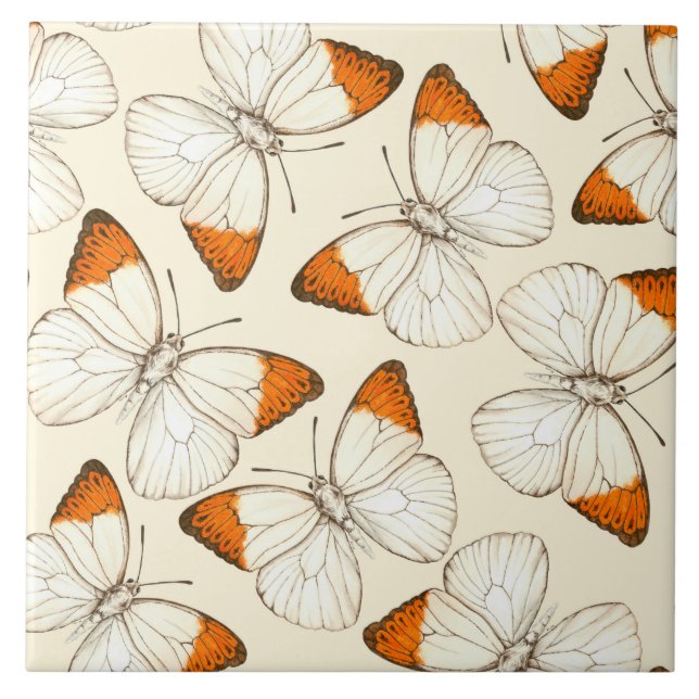 Butterflies watercolor pattern tile (Front)