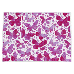 Butterflies Watercolor Pink Large Gift Bag