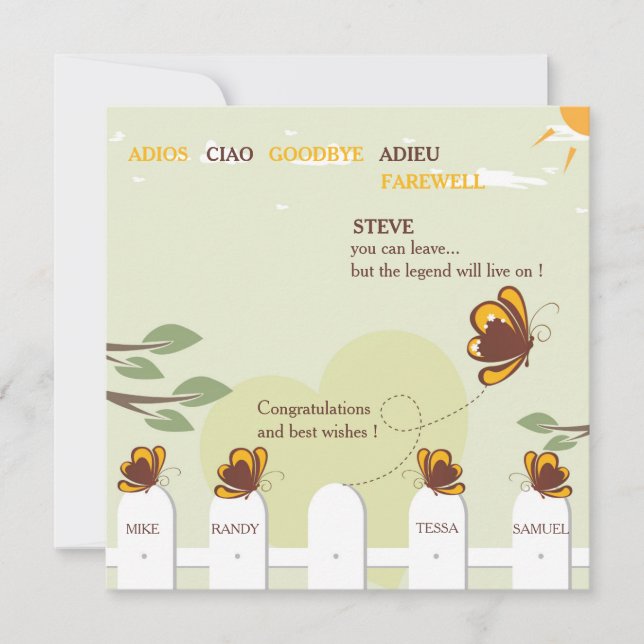 Butterflies Whimsical Farewell Party Invitation (Front)