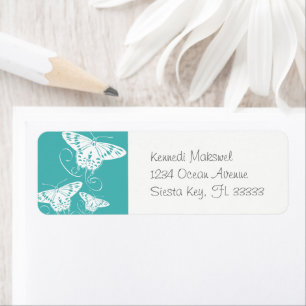 Butterflies White On Teal Green Pattern