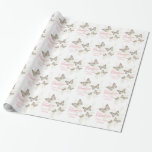 Butterflies white pink wedding favour thank you wrapping paper<br><div class="desc">Pretty wedding gift wrap paper ideal for wrapping your special wedding favour gifts to show your gratitude to your bridesmaids or other wedding assistants. Personalise with your choice of title and name currently reads Thank you Bridesmaid Victoria. Perfect for butterfly house or garden weddings. Gift wrap features a beautiful inked...</div>
