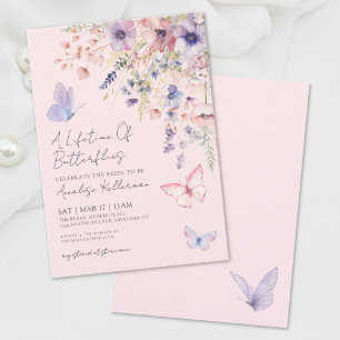 Butterflies Wildflower Bridal Shower Invitation