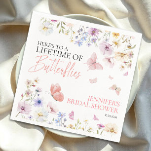 Butterflies Wildflower Bridal Shower Napkin