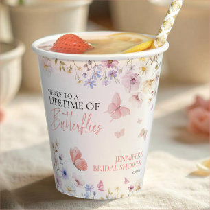 Butterflies Wildflower Bridal Shower  Paper Cups