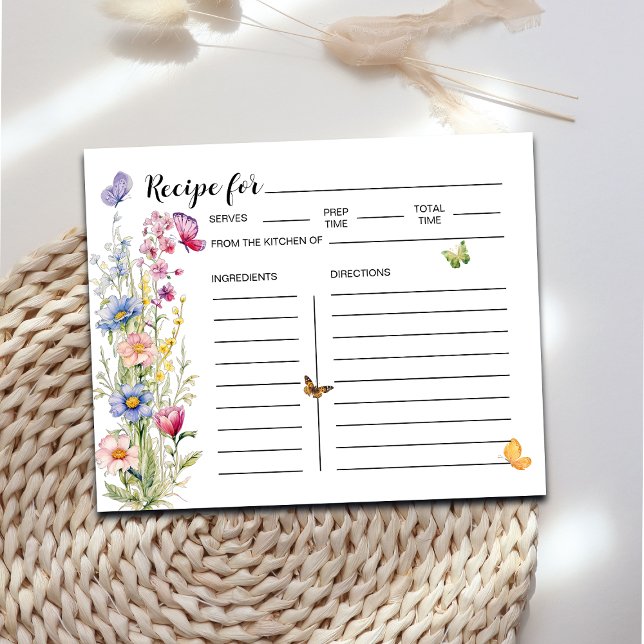 Butterflies & Wildflower Bridal Shower Recipe Card (Creator Uploaded)
