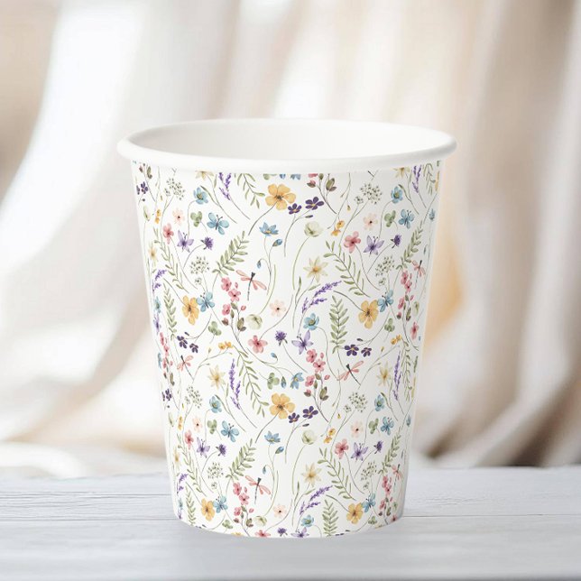 Butterflies Wildflower Garden Bridal Shower Paper Cups (Creator Uploaded)