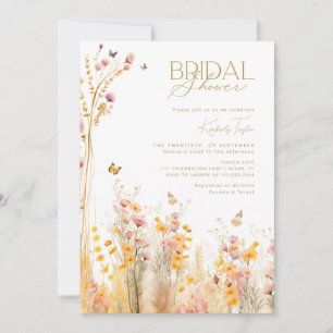 Butterflies Wildflowers Garden Bridal Shower Invitation
