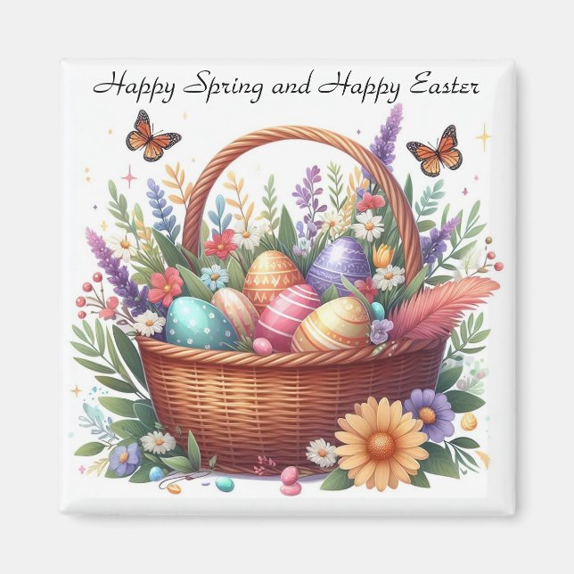 Butterflies With Eggs In A Basket Magnet (Front)