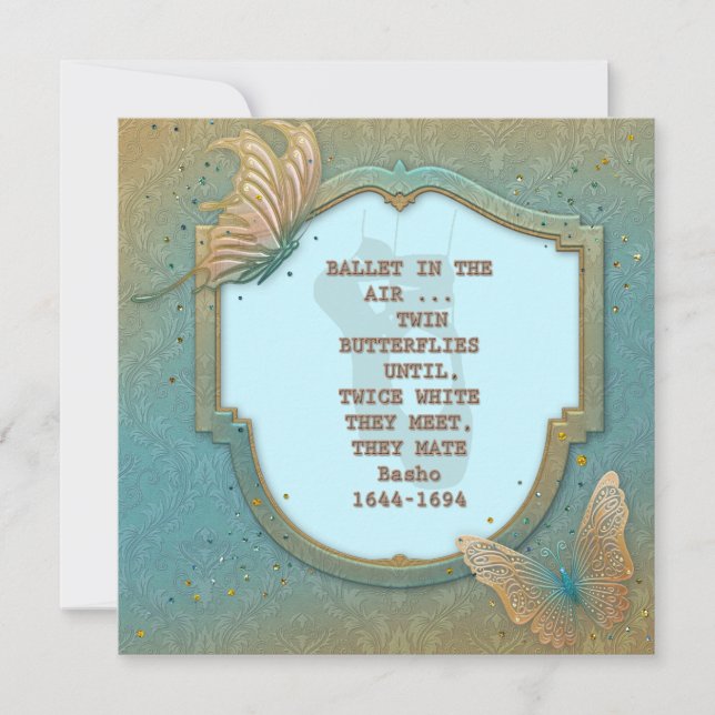 Butterflies with haiku by Basho invite (Front)