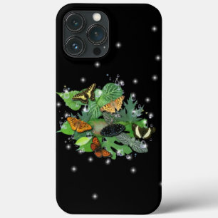 Butterflies with Leaf Raindrops and Stars iPhone 13 Pro Max Case
