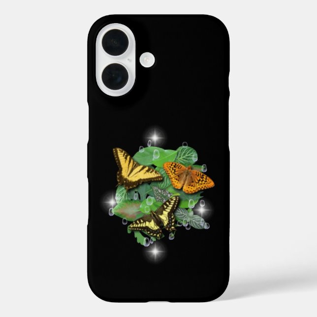 Butterflies with Leaf Raindrops and Stars Case-Mate iPhone Case (Back)