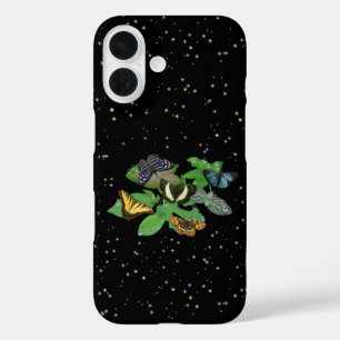 Butterflies with leaf raindrops and stars iPhone 16 case