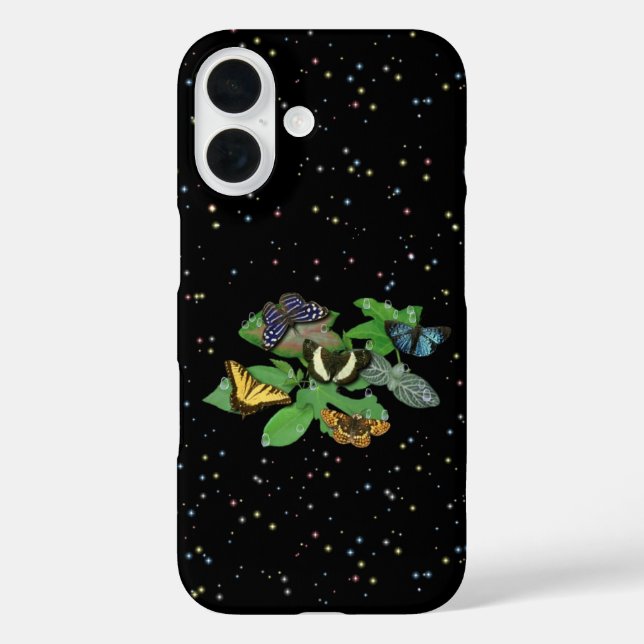 Butterflies with leaf raindrops and stars Case-Mate iPhone case (Back)