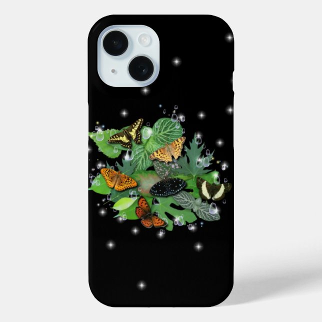 Butterflies with Leaf Raindrops and Stars Case-Mate iPhone Case (Back)