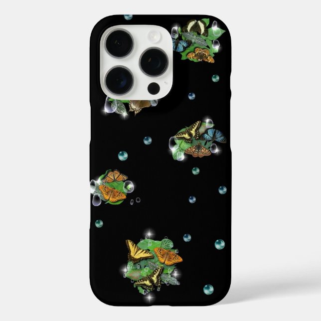 Butterflies with Leaf Raindrops Stars and Pearls Case-Mate iPhone Case (Back)