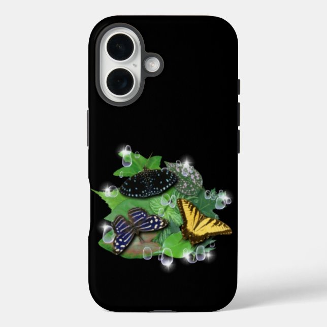 Butterflies with Leaves Raindrops Stars Case-Mate iPhone Case (Back)