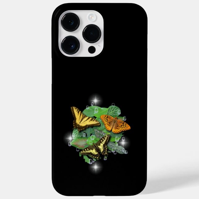 Butterflies with Leaves Raindrops Stars Case-Mate iPhone Case (Back)