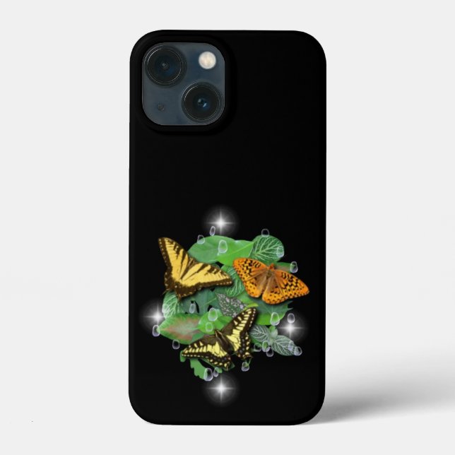 Butterflies with Leaves Raindrops Stars Case-Mate iPhone Case (Back)