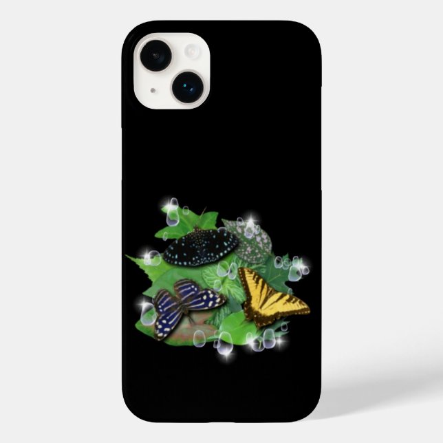 Butterflies with Leaves Raindrops Stars Case-Mate iPhone Case (Back)