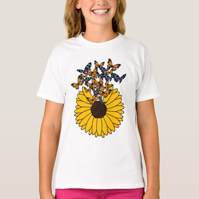 Butterflies with Sunflower T-Shirt (Front)