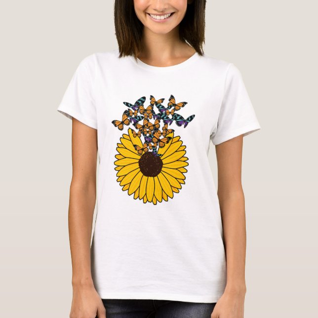 Butterflies with Sunflower T-Shirt (Front)