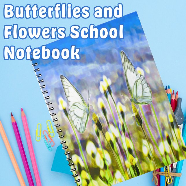Butterflies Yellow Spring Flowers Blue Sky  Notebook (Butterflies and Flowers School Notebook)