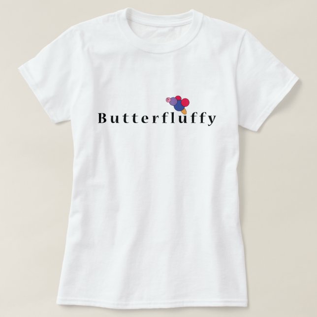 Butterfluffy: Cute food loving bird t-shirt (Design Front)