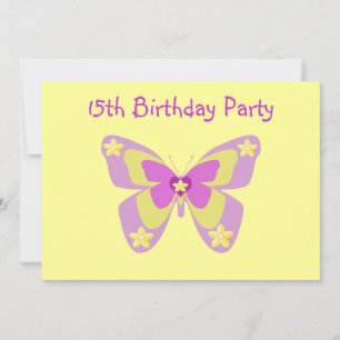 Butterfly, 15th Birthday Party Invitation