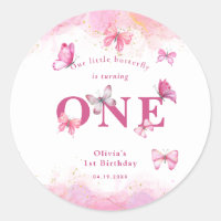 Butterfly 1st Birthday Baby Girl Pink Gold Dust