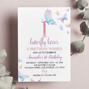 Butterfly 1st Birthday Invitation