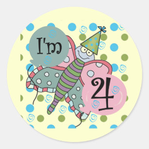 Butterfly 4th Birthday Tshirts and Gifts Classic Round Sticker