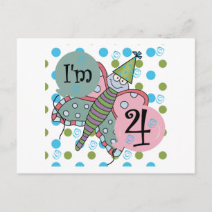 Butterfly 4th Birthday Tshirts and Gifts Postcard