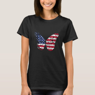 Butterfly 4th Of July Women American Flag Patrioti T-Shirt