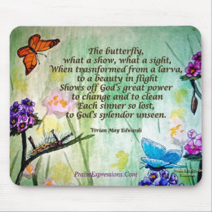 Butterfly- 5x7 w poem, PraiseExpressions.Com Mouse Pad