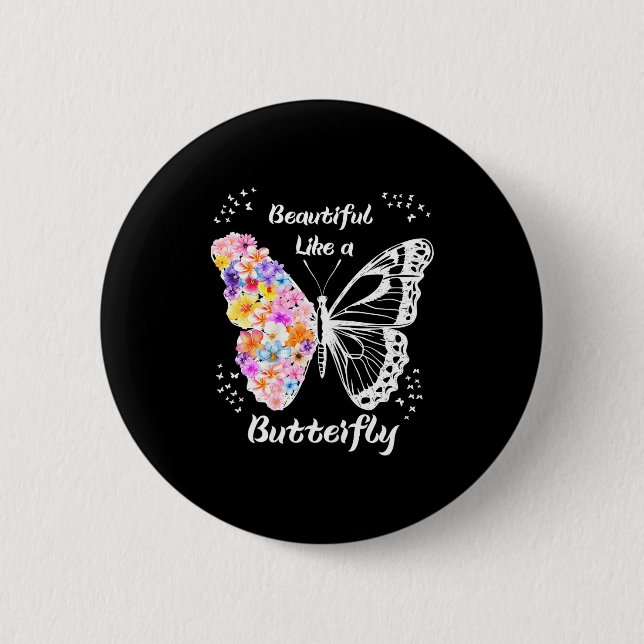 Butterfly  6 cm round badge (Front)