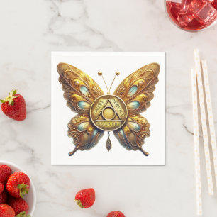 Butterfly AA Unity 12 Step Recovery Slogan Napkin