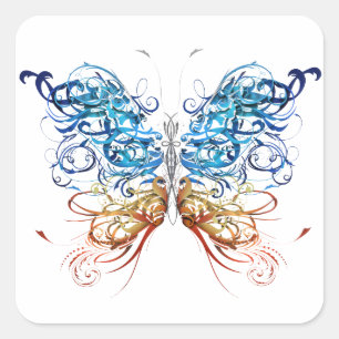 Butterfly Abstract Art Square Sticker