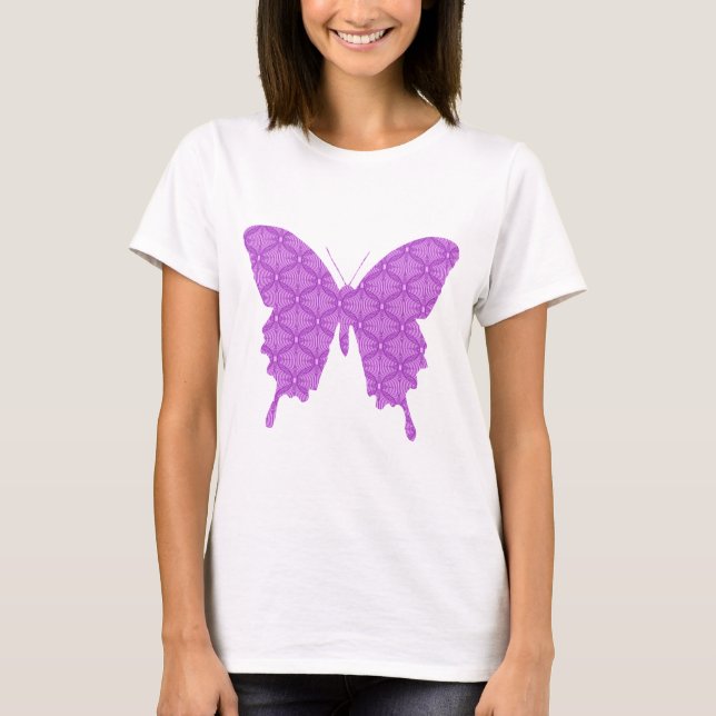 Butterfly, abstract pattern, lavender and purple T-Shirt (Front)