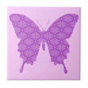 Butterfly, abstract pattern, lavender and purple tile