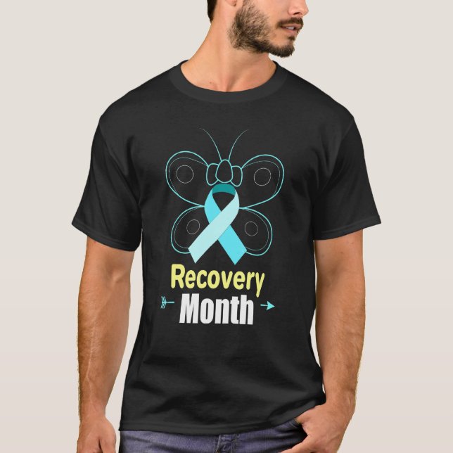 Butterfly Addiction Recovery Month Addiction Aware T-Shirt (Front)