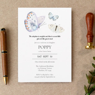 Butterfly Adoption Announcement Party Invitation