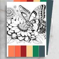 Butterfly Adult Colouring Cards & Colour Combinati