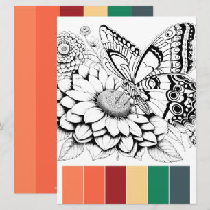 Butterfly Adult Colouring Cards & Colour Combinati