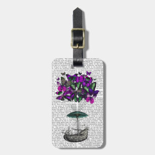 Butterfly Airship 2 Purple and Green Luggage Tag