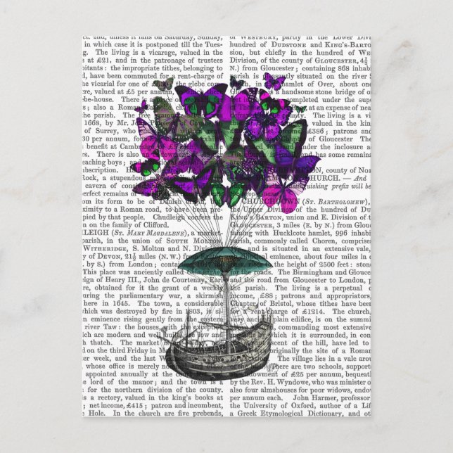 Butterfly Airship 2 Purple and Green Postcard (Front)