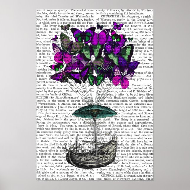 Butterfly Airship 2 Purple and Green Poster (Front)