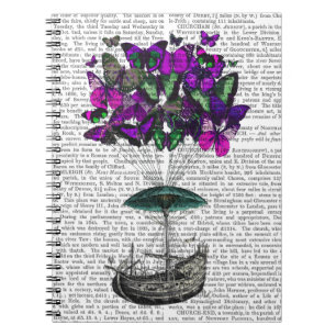 Butterfly Airship 2 Purple and Green Spiral Notebook