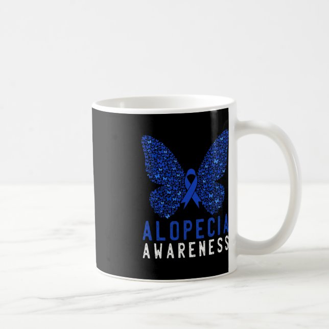 Butterfly Alopecia Awareness Blue AA Ribbon Suppor Coffee Mug (Right)
